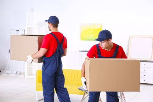 Friendly mover loading boxes into a van in London, illustrating accessible removal services