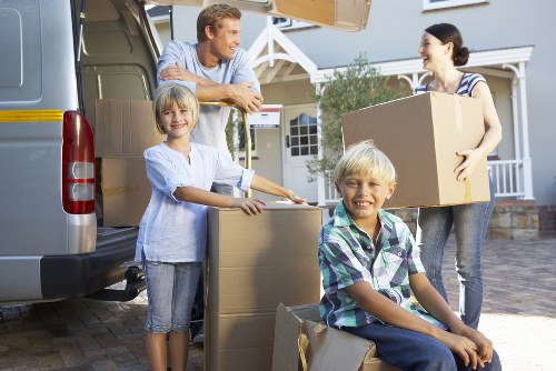 Driver securing a load inside a delivery van